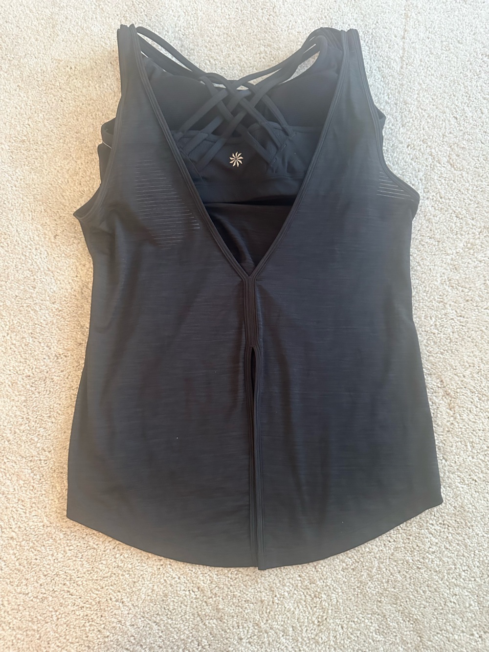 Athleta Powervita Black Women’s Support Bra and attached Tank Top